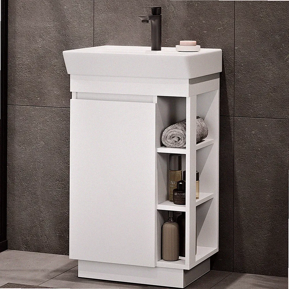 Planetmöbel Badmöbel Set NYX Matt Weiß 50 cm Badezimmermöbel Waschbecken