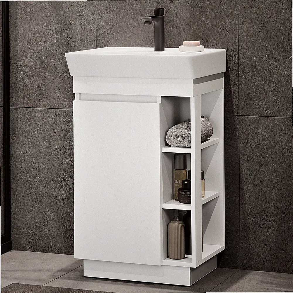Planetmöbel Badmöbel Set NYX Matt Weiß 50 cm Badezimmermöbel Waschbecken