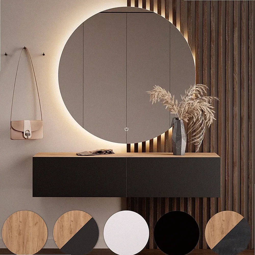 Planetmöbel Flur Set Garderobenschrank 140 cm mit LED Spiegel Nova 100 cm
