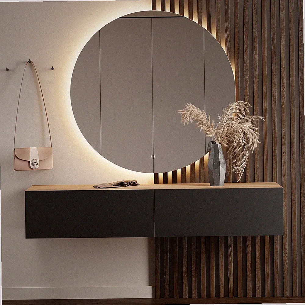 Planetmöbel Flur Set Garderobenschrank 160 cm mit LED Spiegel Nova 100 cm
