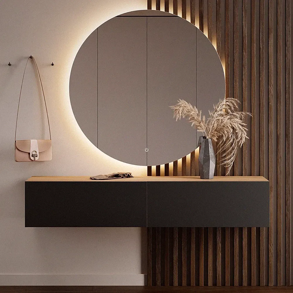 Planetmöbel Flur Set Garderobenschrank 160 cm mit LED Spiegel Nova 100 cm
