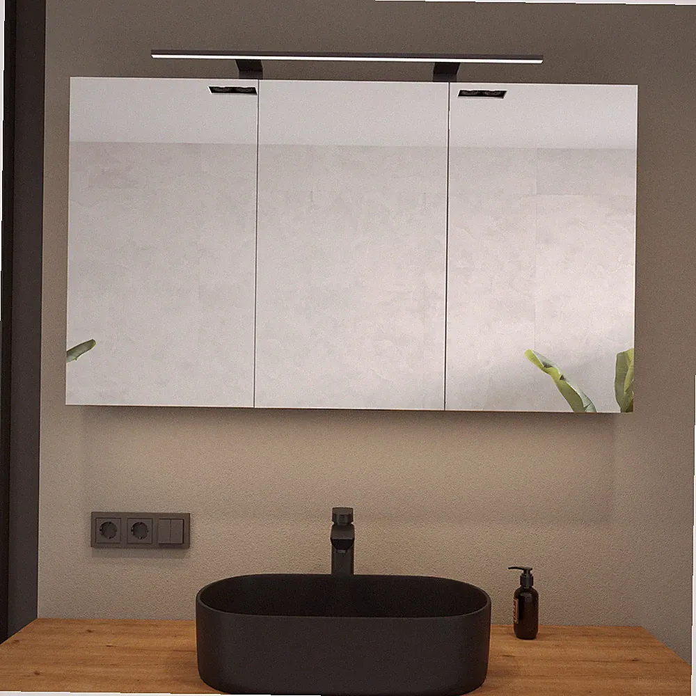 Planetmöbel Spiegelschrank ARIA 120 cm mit Leuchte Badschrank Badspiegel