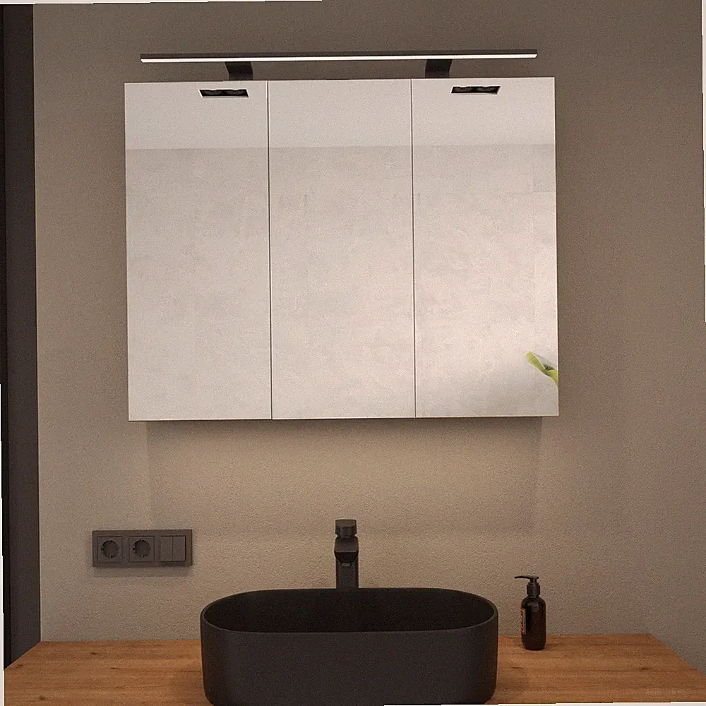Planetmöbel Spiegelschrank ARIA 90 cm mit Leuchte Badschrank Badspiegel