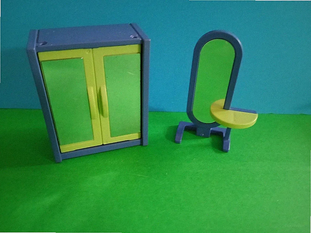 PLAYMOBIL Puppenhaus Citylife - KLEIDERSCHRANK SCHRANK + SPIEGEL BLAU-GRÜN