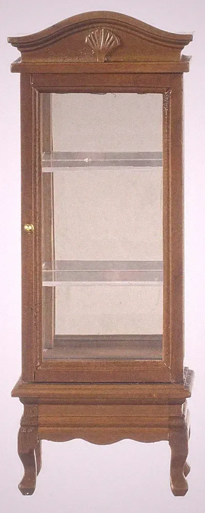 Puppenhaus Walnuss Spiegel Rückseite China Display Schrank Miniatur 1:12 Möbel