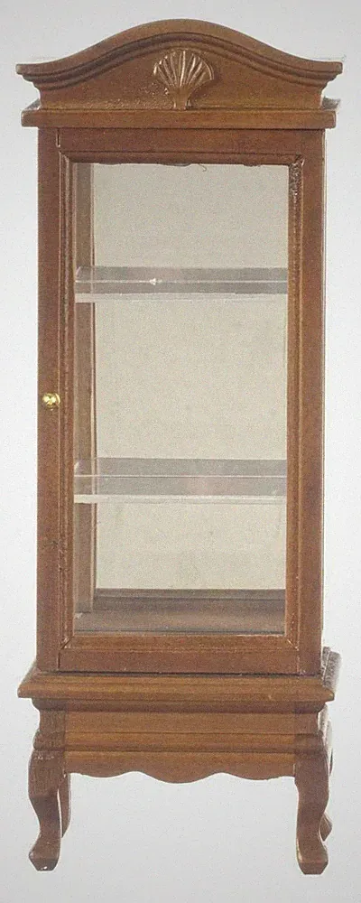Puppenhaus Walnuss Spiegel Rückseite China Display Schrank Miniatur 1:12 Möbel