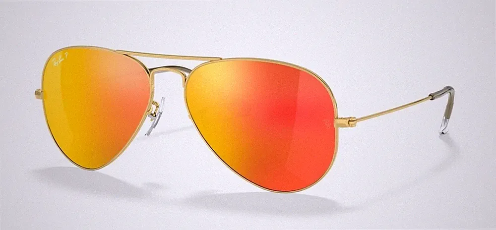 Ray Ban 3025 58 Aviator - Custom Remix - Gold/Orange Polar Mirrored