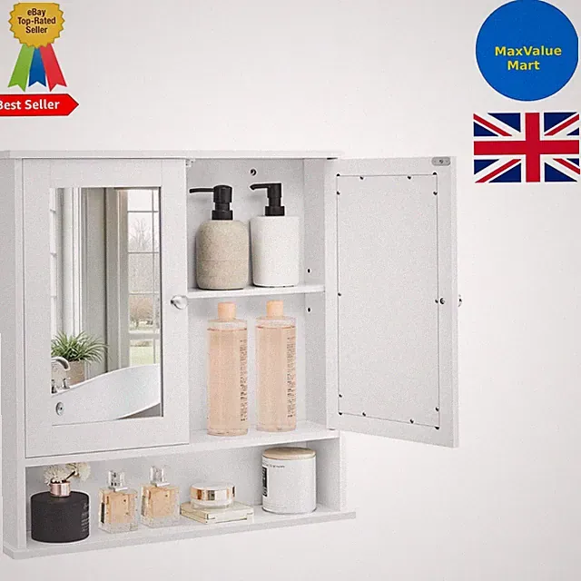Robuster Badezimmer Hängeschrank mit unzerbrechlichen Spiegeln & verstellbarem Innenregal