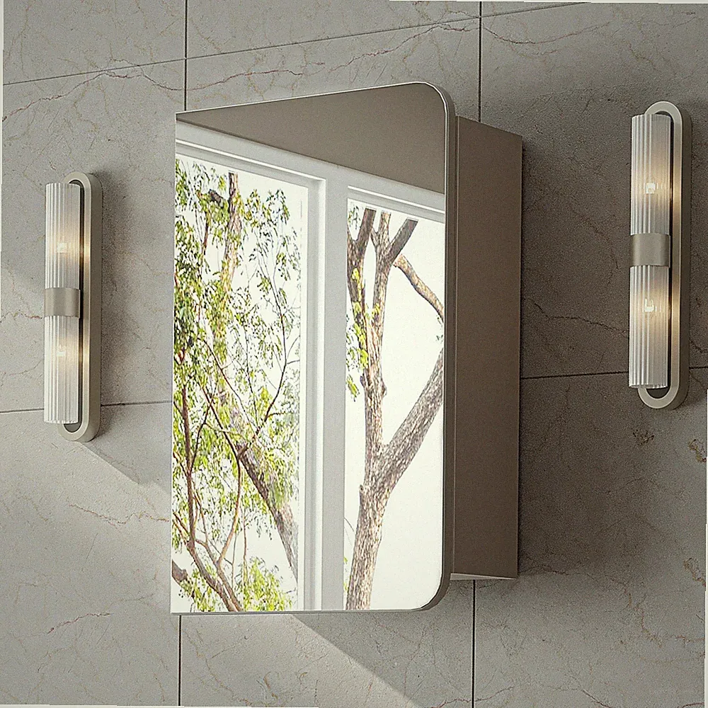 Roomart Bad Spiegelschrank LYCIA 45 cm – Badezimmerspiegel Stauraum in 4 Farben