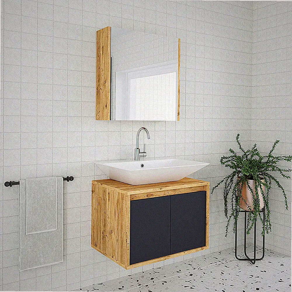Roomart Badezimmermöbel Set ATLANTIC 3-teilig 65 cm Spiegelschrank Unterschrank
