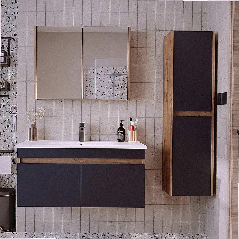 Roomart • Badezimmermöbel Set, ATRIA, in 4 Farben, 4-teilig, 100 cm , Badschrank