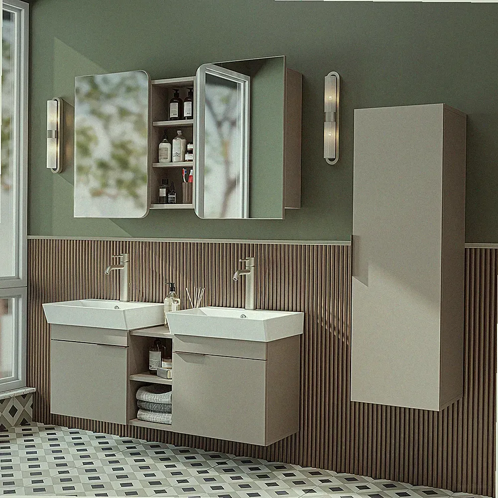 Roomart Badmöbel Set LYCIA 120 cm – 4-teiliges Badezimmermöbel-Set in 4 Farben