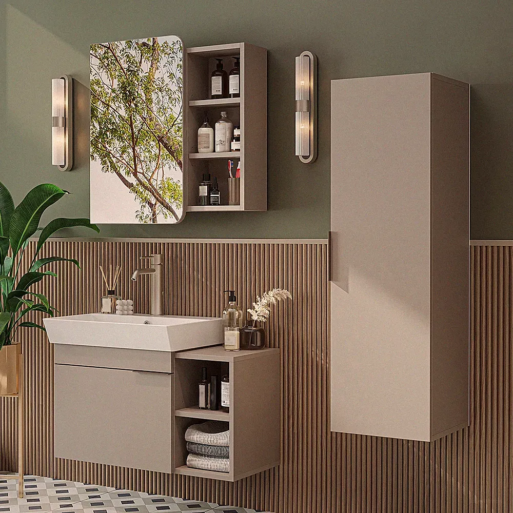Roomart Badmöbel Set LYCIA 82 cm – 4-teiliges Badezimmermöbel-Set in 4 Farben