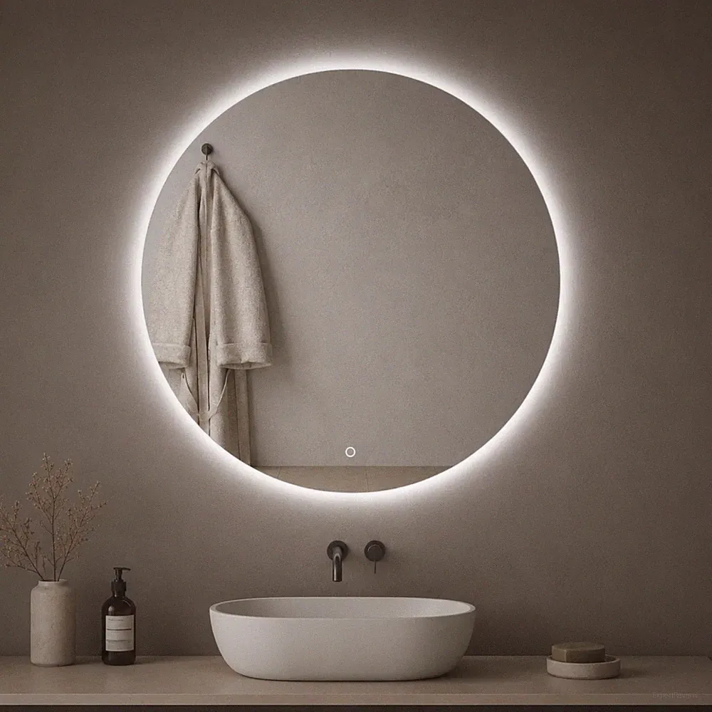 Runder LED-Spiegel mit Hintergrundbeleuchtung dimmbar für ein elegantes Badezimmer