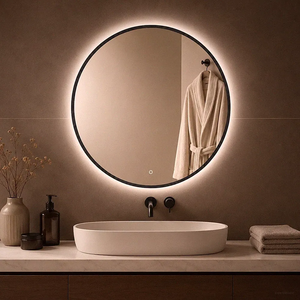 Runder Spiegel LED Hintergrundbeleuchtung Mit Touch Elegant Badezimmer Schlafzimmer