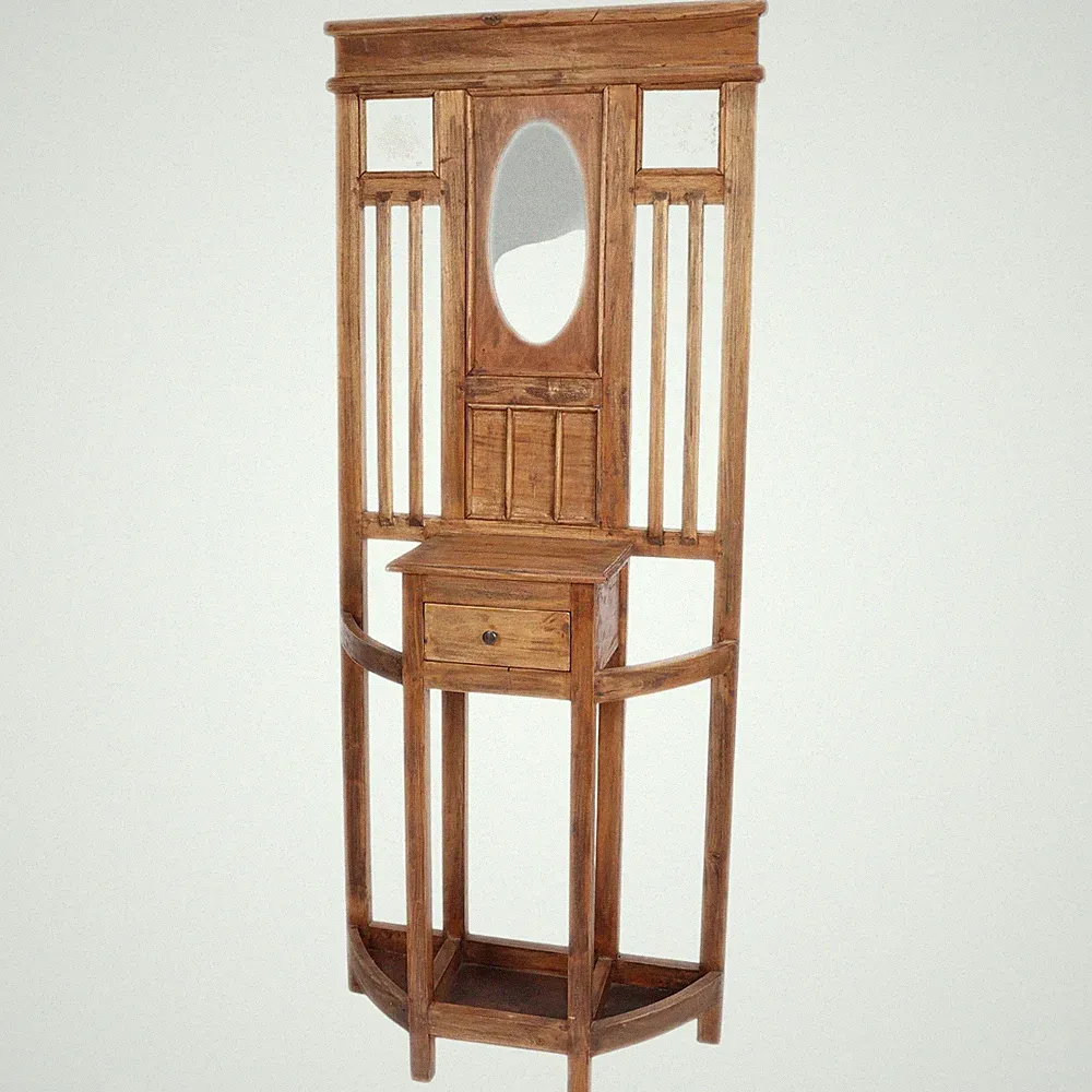 Rustikaler Flurschrank aus Holz mit Spiegel und Schublade
