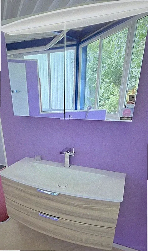 Sanibel 5.0 Curve Badmöbel 106cm, Mineralguss WT, Spiegelschrank, Armatur