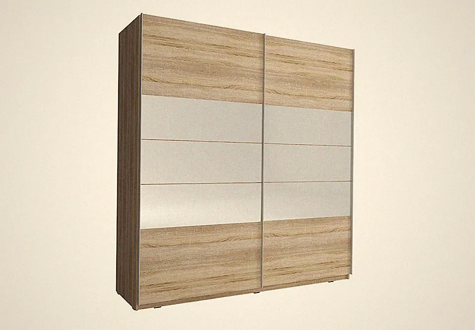 Schiebeschrank MIKA I Spiegel Kleiderschrank Sonoma 150 / 200 cm
