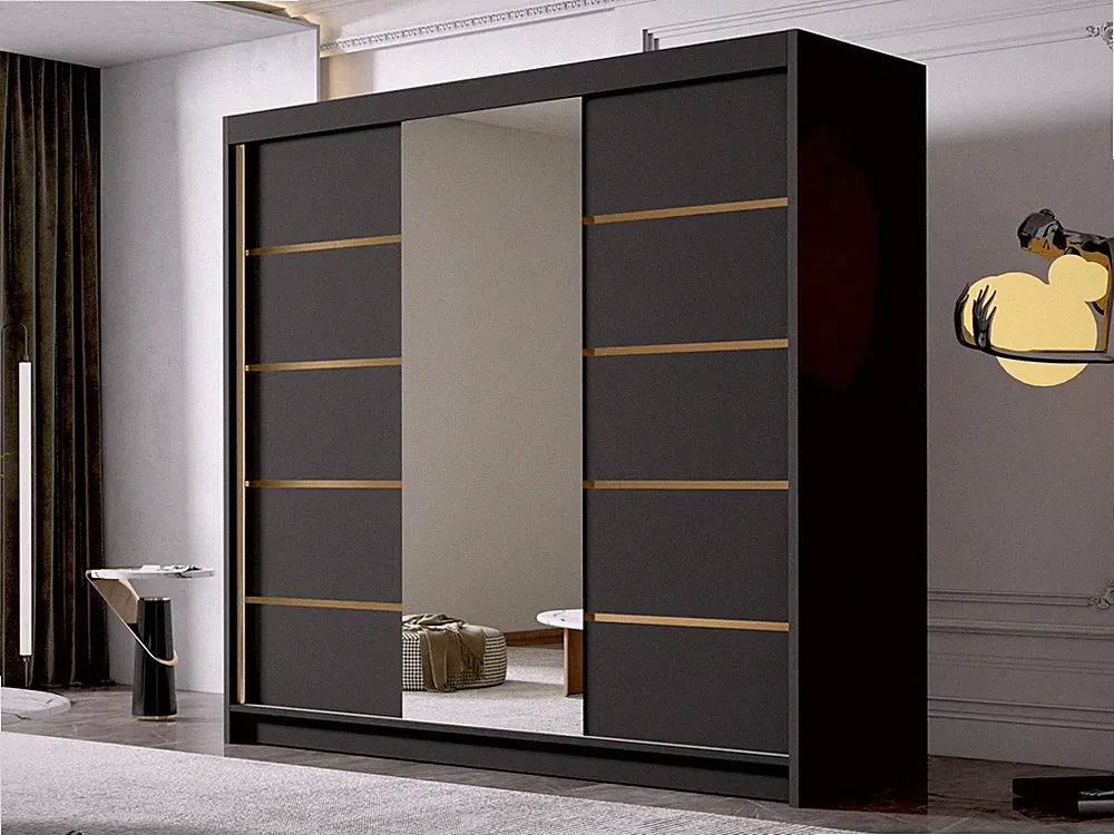 Schiebetürenschrank Takoni VI Kleiderschrank mit Spiegel Garderobenschrank