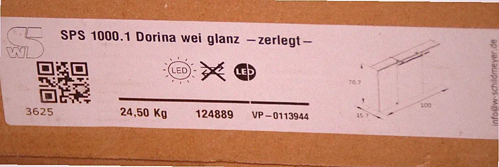 Schildmeyer Spiegelschrank Dorina 124889 weiß glanz zerlegt 100x15,7x70,7 cm Neu