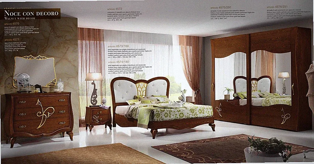 Schlafzimmer Bett Nachttisch Kleiderschrank Kommode Spiegel Neu Luxus Set 6tlg
