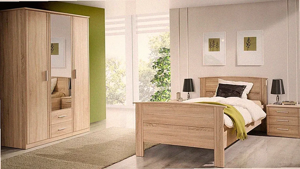 Schlafzimmer Gloria Komfortschlafzimmer Kleiderschrank Bett Nako in Sonoma Eiche