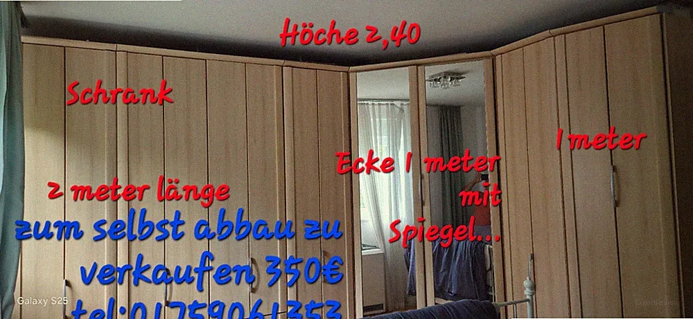 Schlafzimmer möbel einbauschrank über eck ,mit Spiegel und Beleuchtung