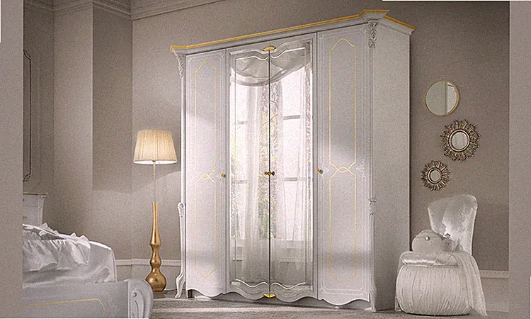 Schlafzimmer Schrank Weiß Massiv Spiegel Elemente Stil Klassisch Italienisch
