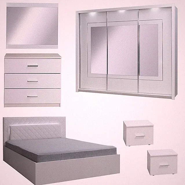 Schlafzimmer-Set komplett Panarea 6-teilig weiß Hochglanz Ausführung wählbar