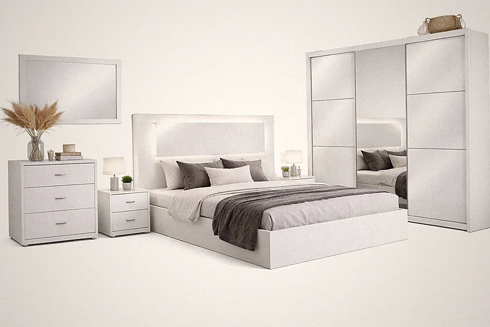 Schlafzimmer-Set komplett Siena 160x200cm weiß Hochglanz Ausführung wählbar