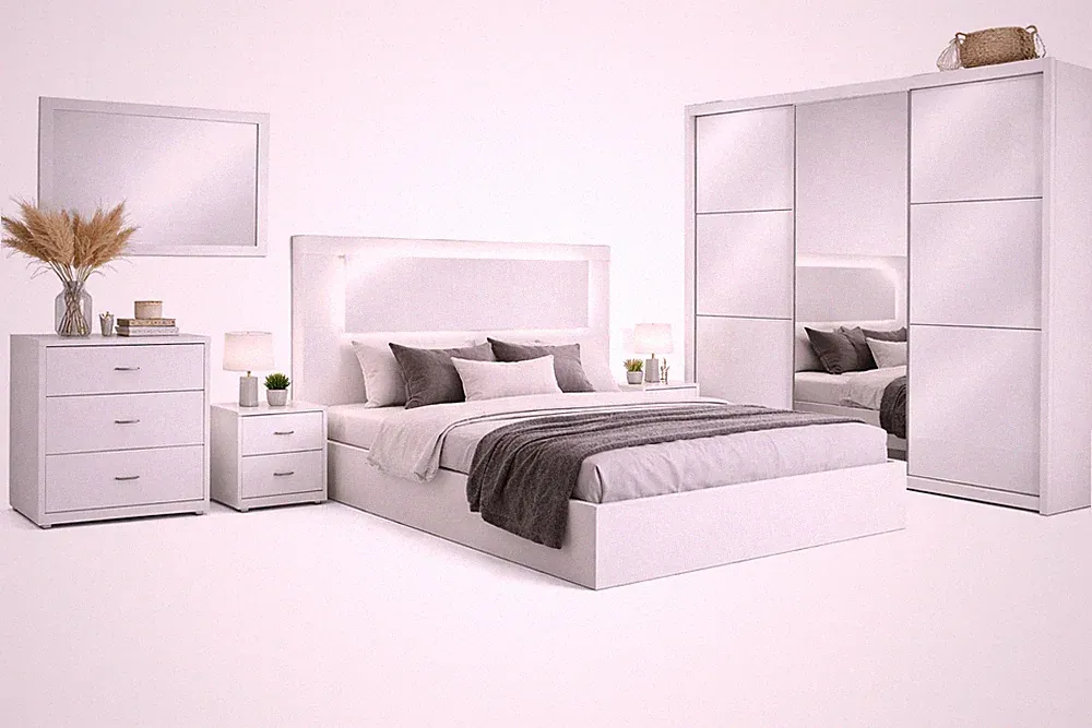 Schlafzimmer-Set komplett Siena 160x200cm weiß Hochglanz Ausführung wählbar