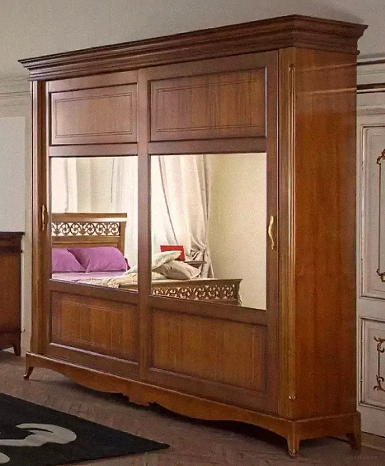 Schlafzimmermöbel Kleiderschrank mit Spiegel Massivholz Design Italien