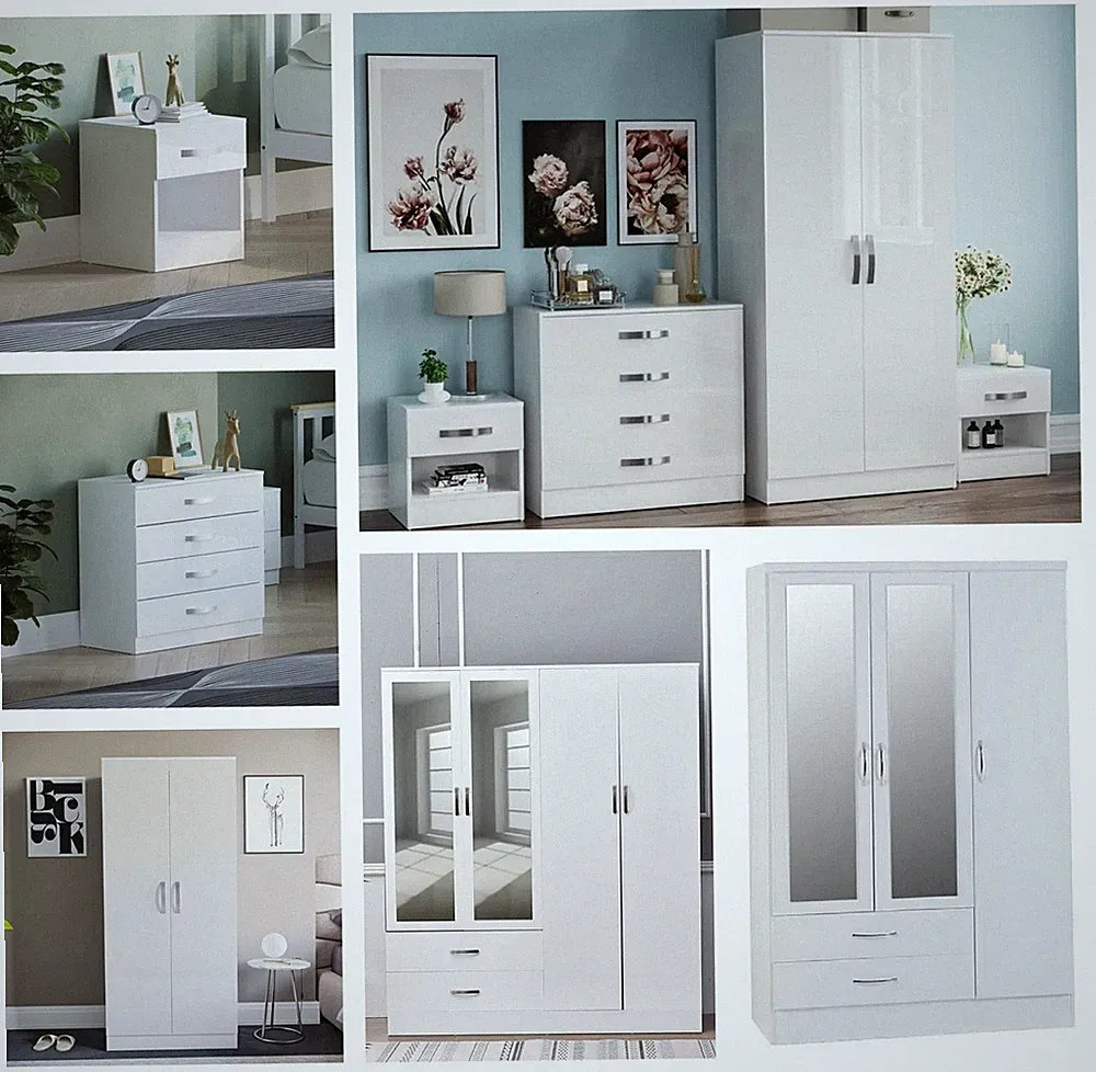 Schlafzimmermöbel Set Kommode 2/3/4-türig Kleiderschrank Nachtschrank Tisch