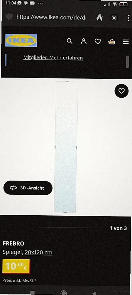 Schmaler Spiegel Ikea 20 x 120 cm Schrankspiegel Schminkspiegel Bandspiegel