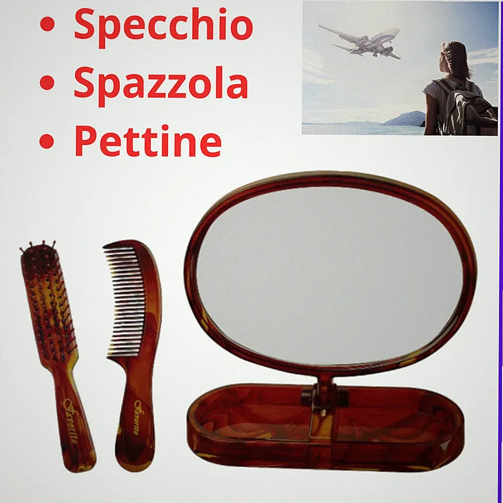 Schminkspiegel Tisch Bürste Kamm Set Reiseset Bartspiegel