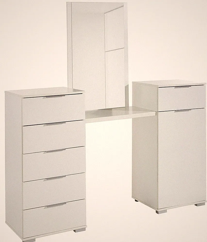 Schminktisch Easy Plus Schminkplatz 165x41x102cm weiß mit Spiegel 4-teilig