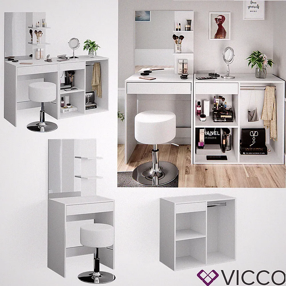 Schminktisch Frisiertisch Schminkkommode Isabelle + Hocker Beistellschrank Vicco