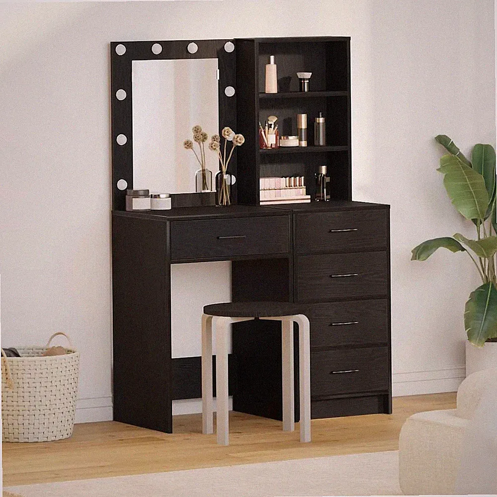 Schminktisch mit Spiegelbeleuchtung 2 stk. Holzwerkstoff Moderne Möbel vidaXL