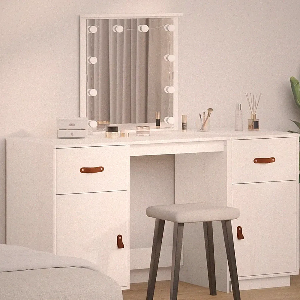 Schminktisch Set LED Massivholz Kiefer Frisierkommode mehrere Auswahl vidaXL