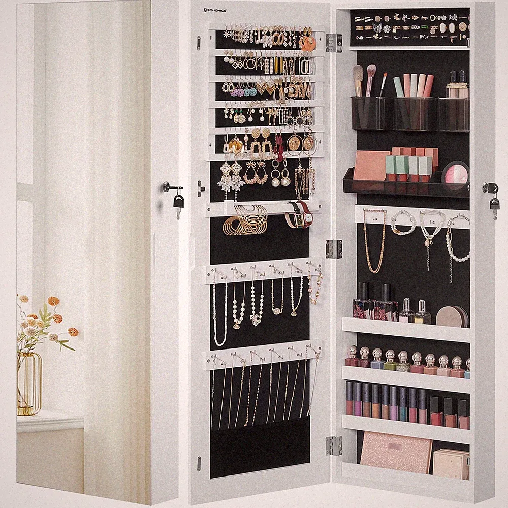 Schmuckschrank hängend, Hängeschrank, abschließbarer Spiegelschrank, Wandschr...