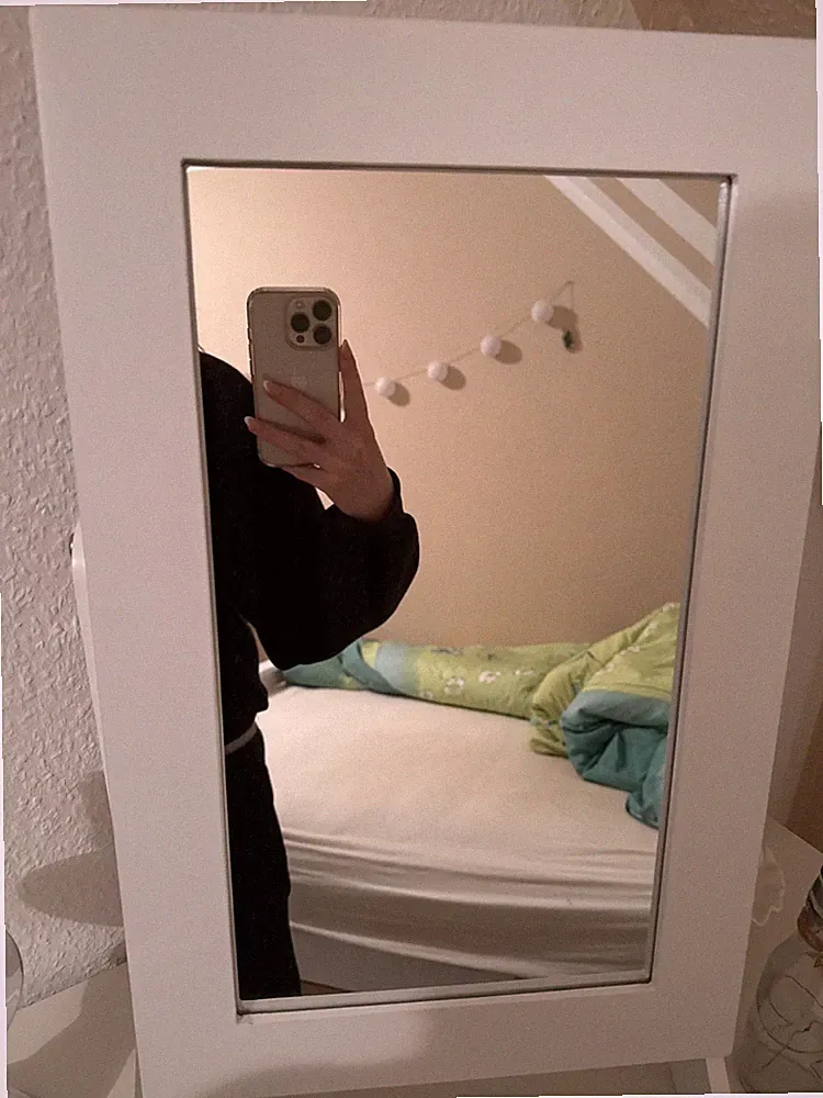 Schmuckschrank mit Spiegel, Hochkantig, Weiß