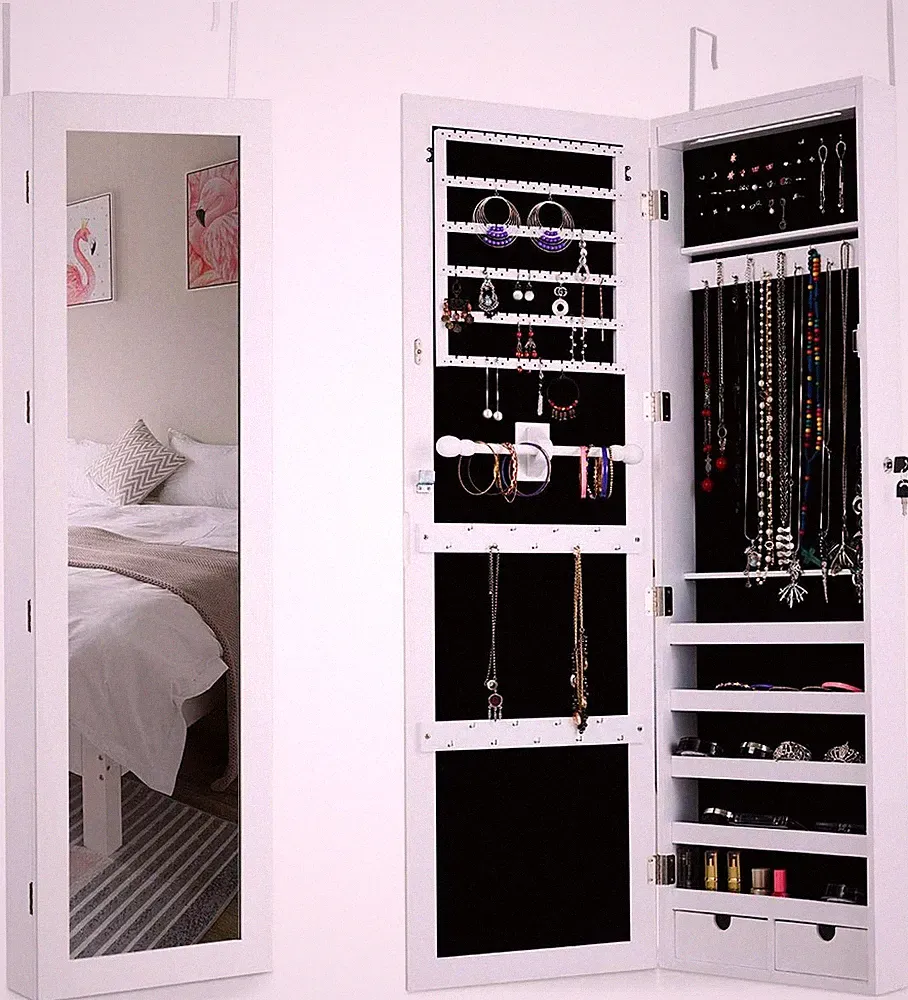 Schmuckschrank Schmuckregal Hängenschrank Spiegelschrank mit Beleuchtung