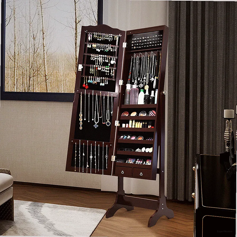 Schmuckschrank Schmuckregal Spiegelschrank Schmuck abschließbar mit LED Leuchten