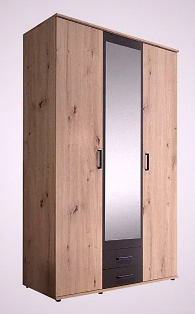 Schrank mit Spiegel und Schubladen 120 cm breit CHICAGO Artisan Eiche / Schrank