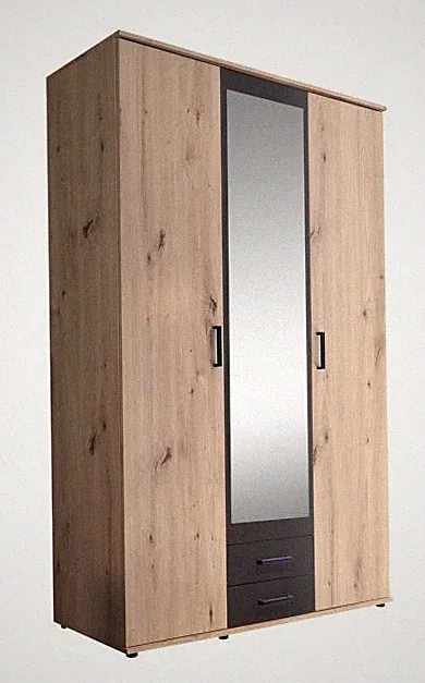 Schrank mit Spiegel und Schubladen 120 cm breit CHICAGO Artisan Eiche / Schrank