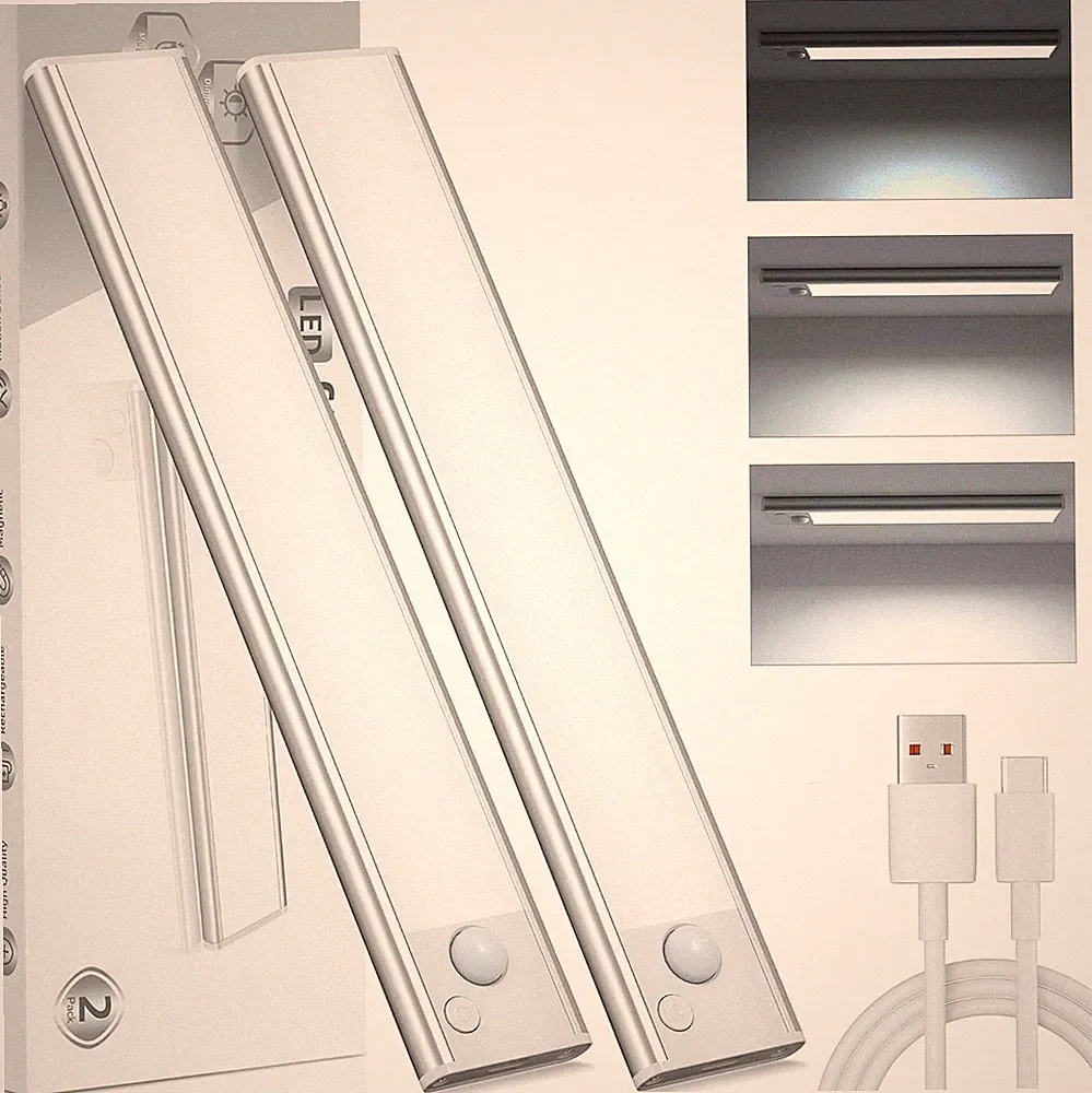Schrankbeleuchtung LED Unterbauleuchte 20cm Akku Bewegungsmelder Dimmbar