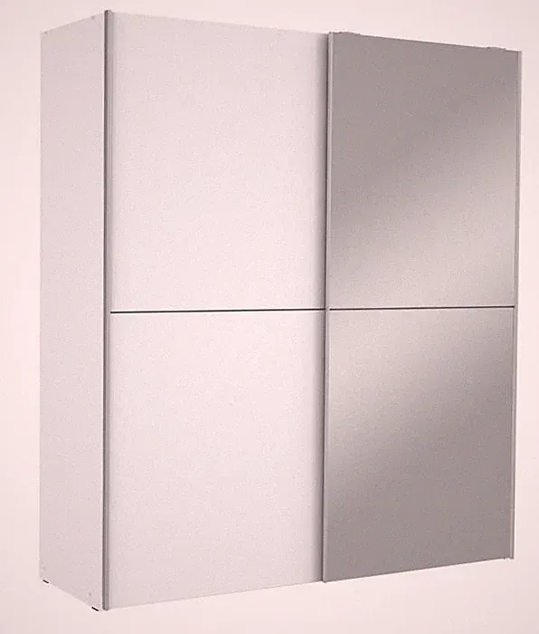 Schwebetürenschrank mit Spiegel Weiß 170 cm breit WHITE KISS Kleiderschrank