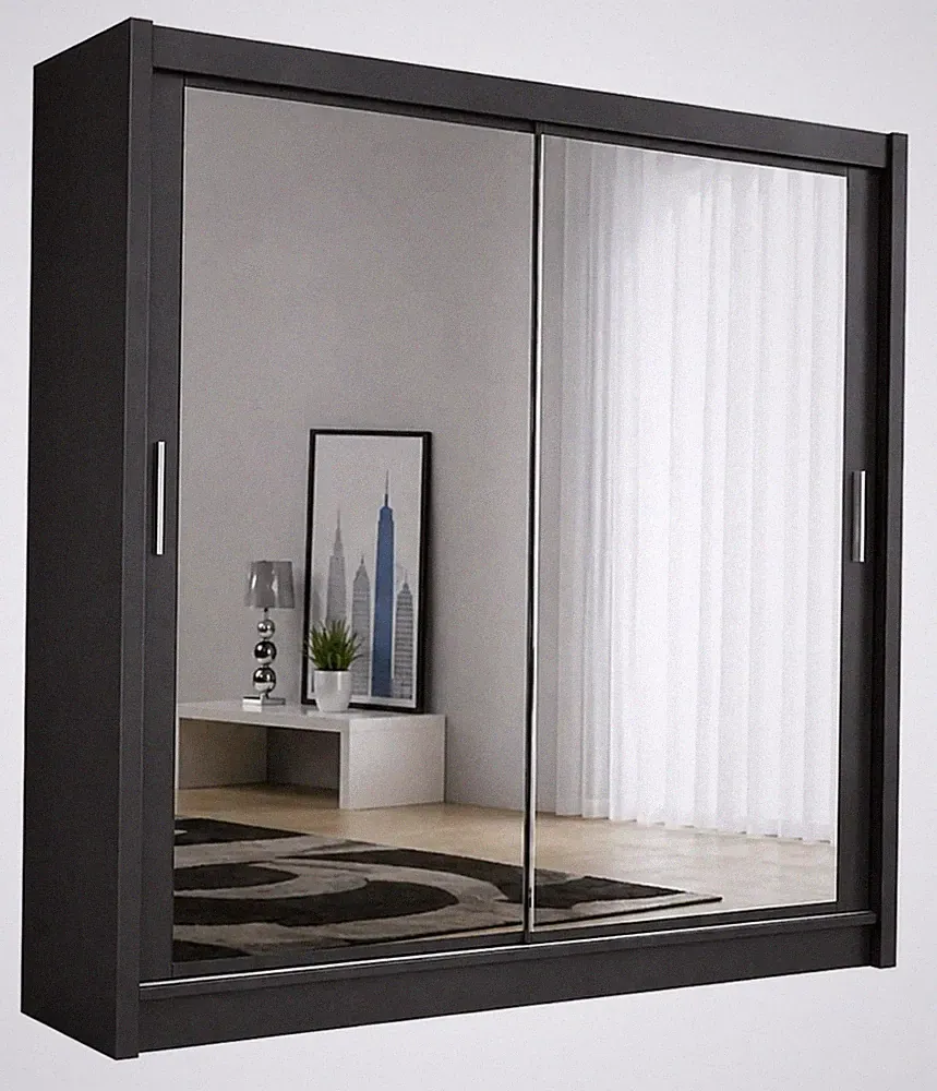 Schwebetürenschrank PARIS 120 160 203 cm Kleiderschrank mit Spiegel Schlafzimmer