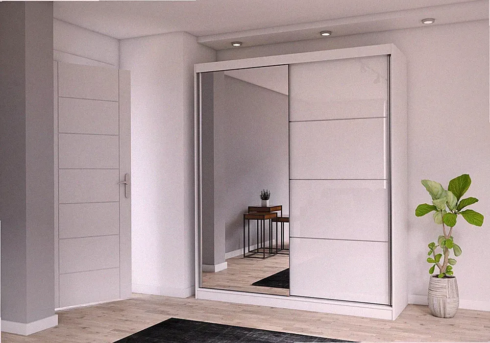 Schwebetürenschrank Schrank Garderobenshrank Mehrzweckschrank-Claudia 35 180 cm