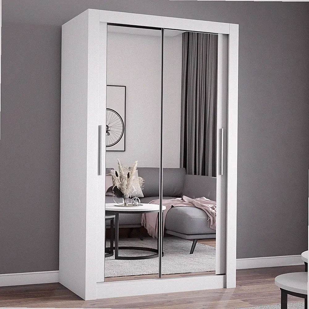 Schwebetürenschrank Schrank Kleiderschrank MILAN mit Spiegel 120 cm